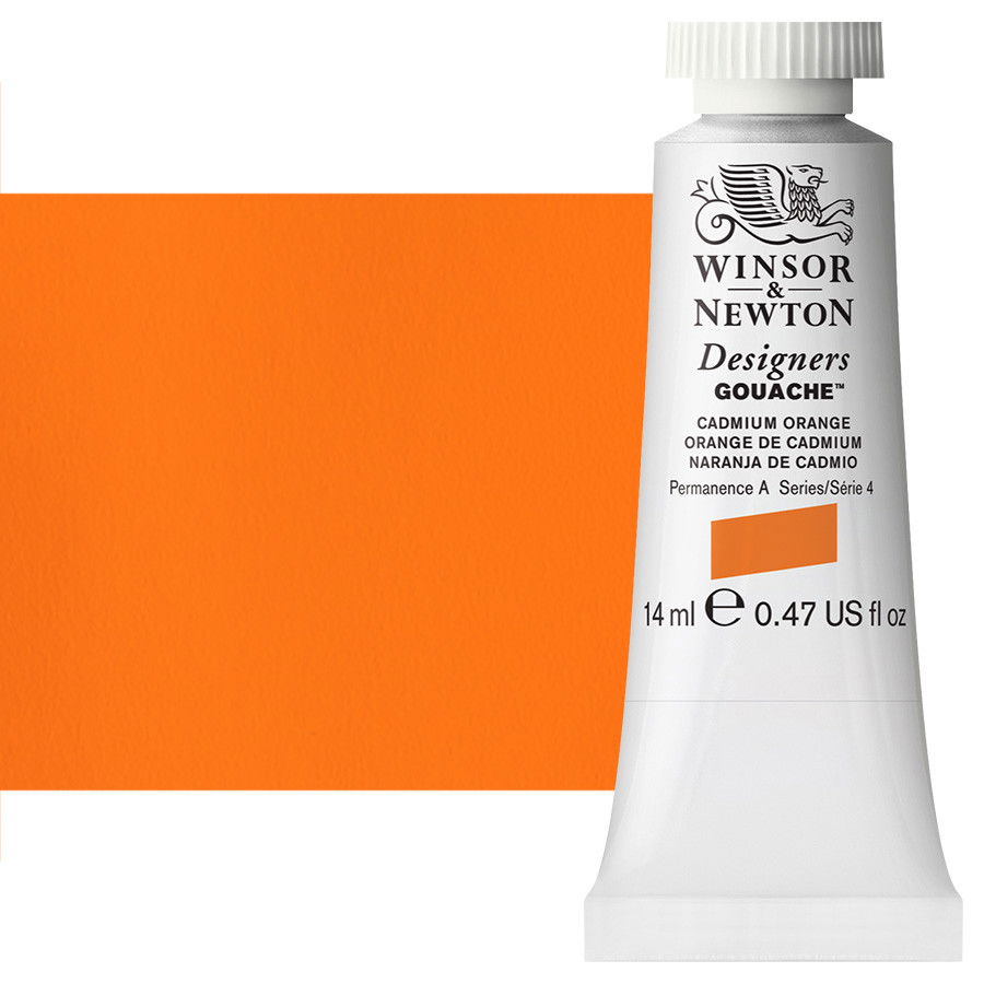 Winsor & Newton Designer Gouache Cadmium Orange 14mL Tube - (1610)