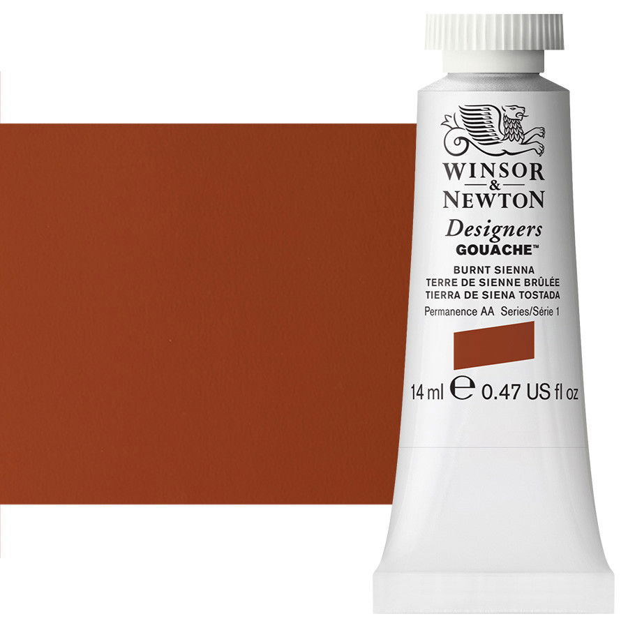 Winsor & Newton Designer Gouache Burnt Sienna 14mL Tube - (1606)