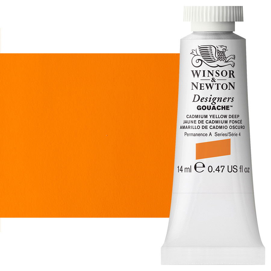 Winsor & Newton Designer Gouache Cadmium Yellow Deep 14mL Tube - (1618)