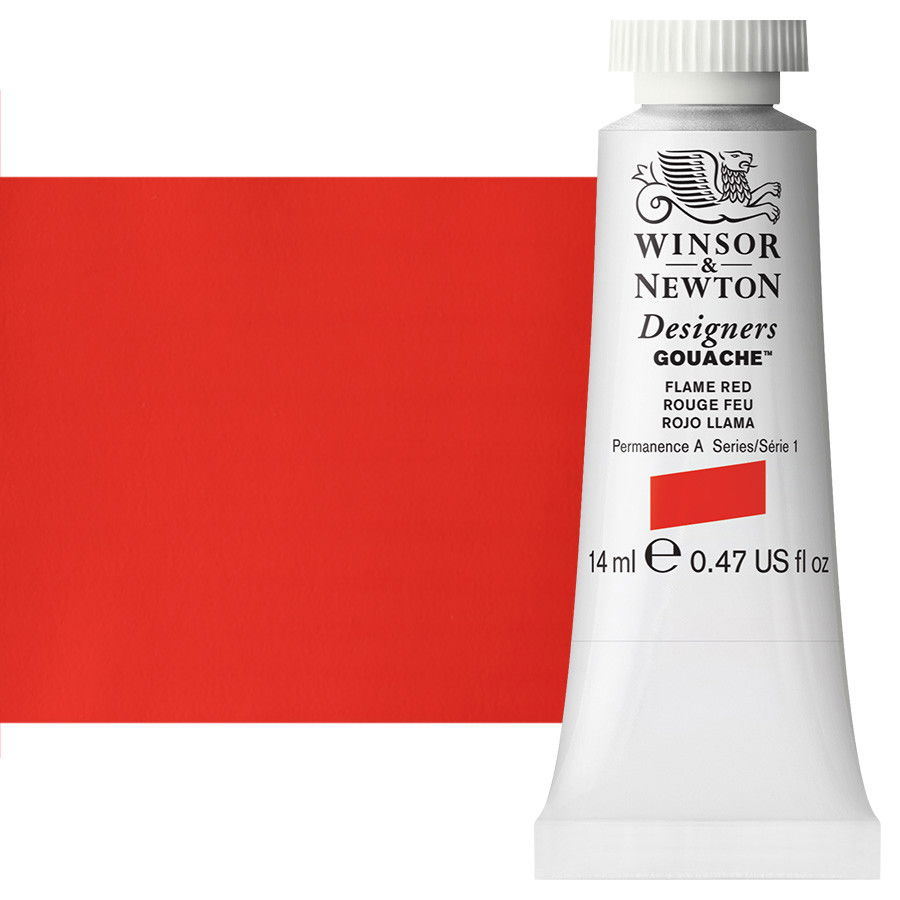 Winsor & Newton Designer Gouache Flame Red 14mL Tube - (1632)