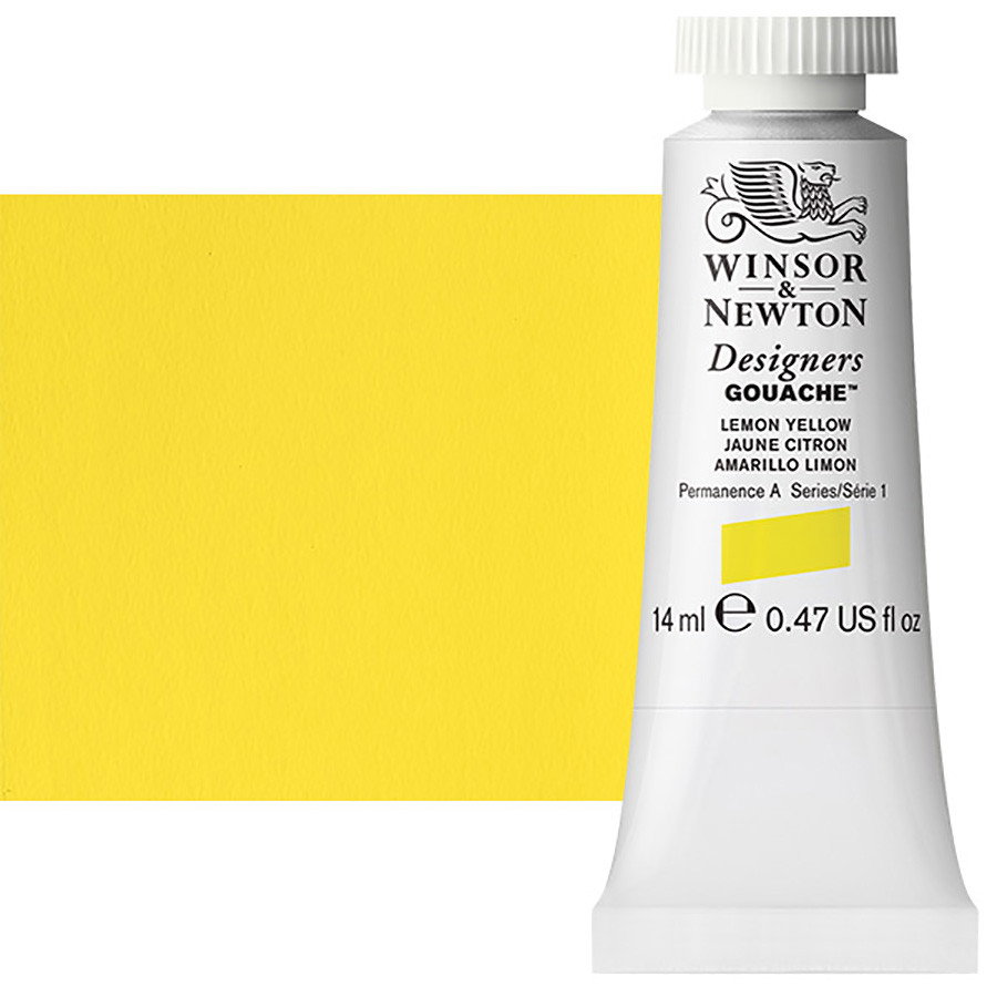 Winsor & Newton Designer Gouache Lemon Yellow 14mL Tube - (1658)