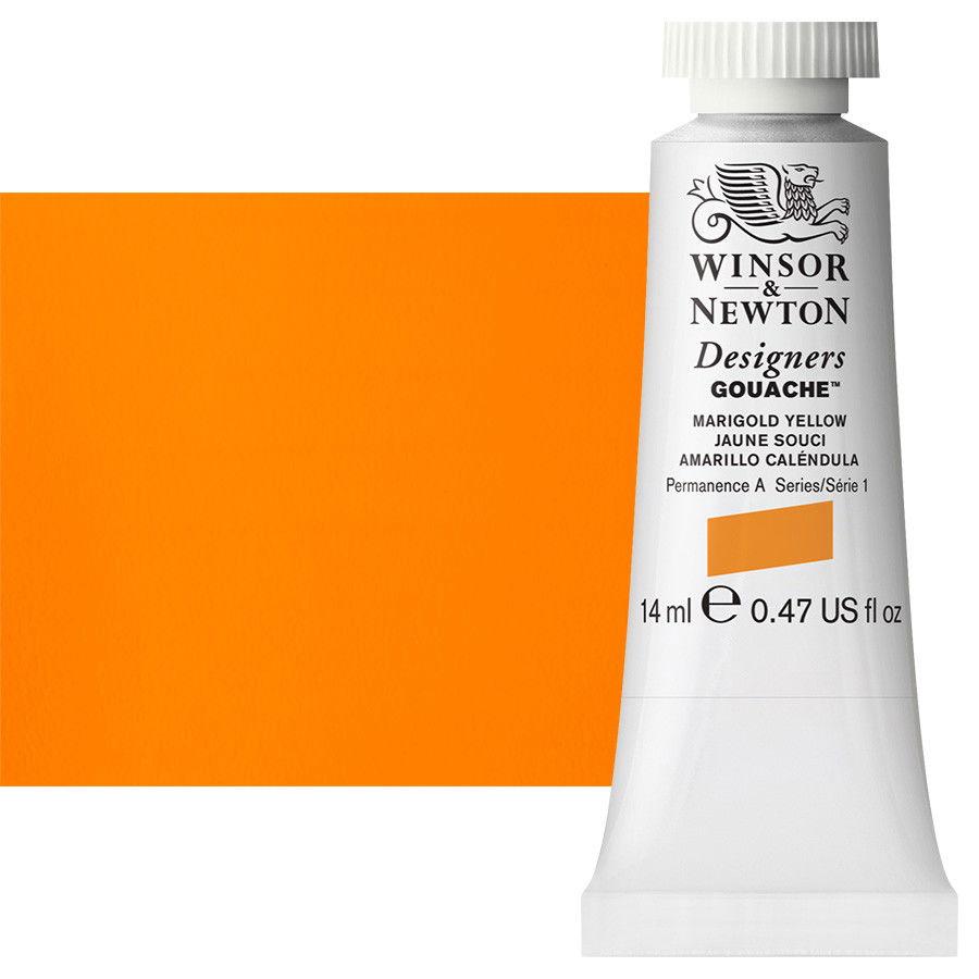 Winsor & Newton Designer Gouache Marigold Yellow 14mL Tube - (1668)