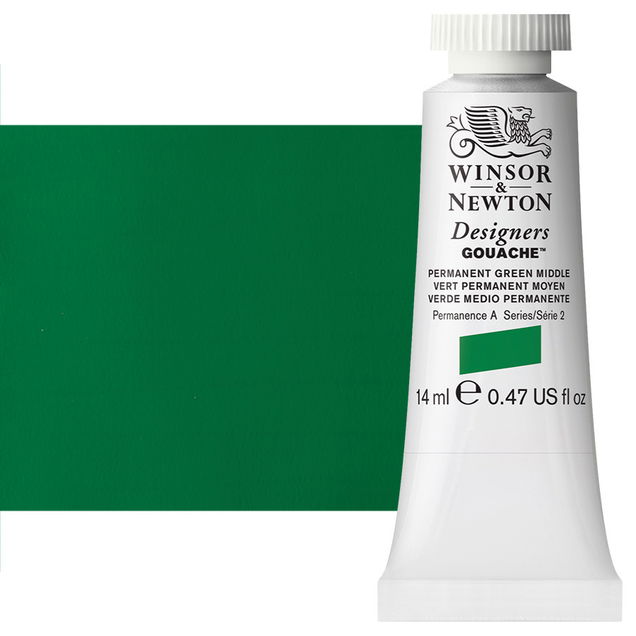 Winsor & Newton Designer Gouache Permanent Green Middle 14mL Tube - (1696) Winsor & Newton Designer Gouache Permanent Green Middle 14mL Tube - (1696)