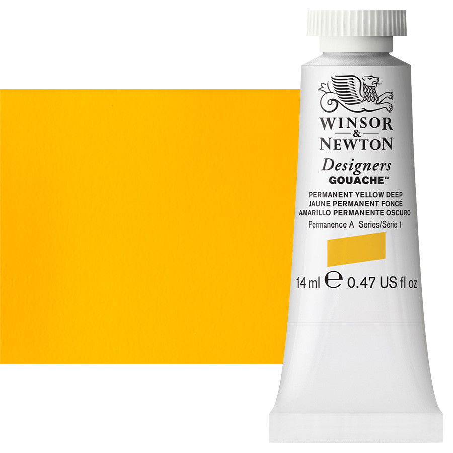 Winsor & Newton Designer Gouache Permanent Yellow Deep 14mL Tube - (32992)