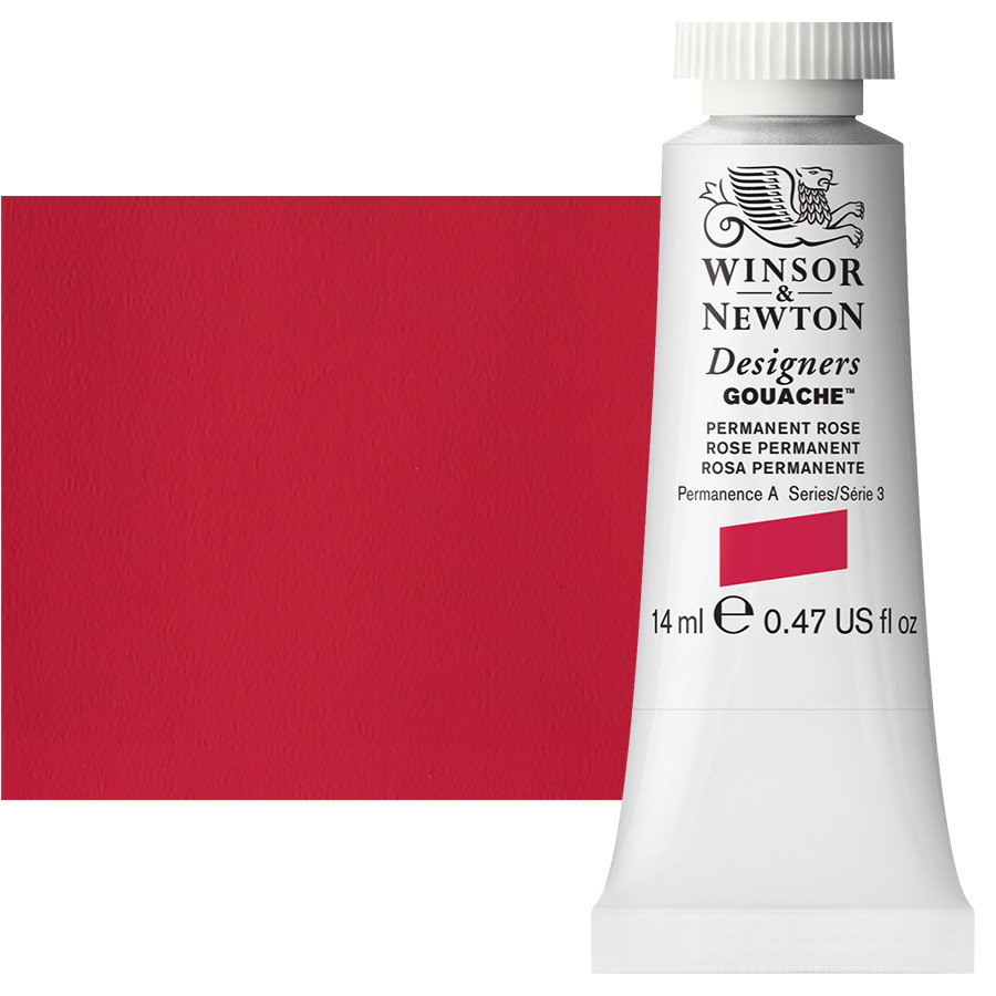 Winsor & Newton Designer Gouache Permanent Rose 14mL Tube - (82339)