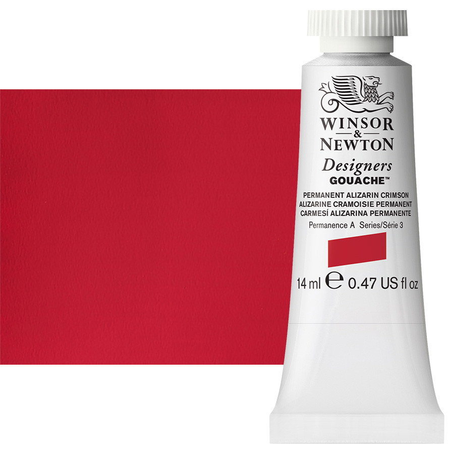 Winsor & Newton Designer Gouache Permanent Alizarin Crimson 14mL Tube - (82337)