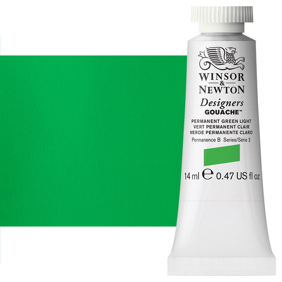 Winsor & Newton Designer Gouache Permanent Green Light 14mL Tube - (1694)