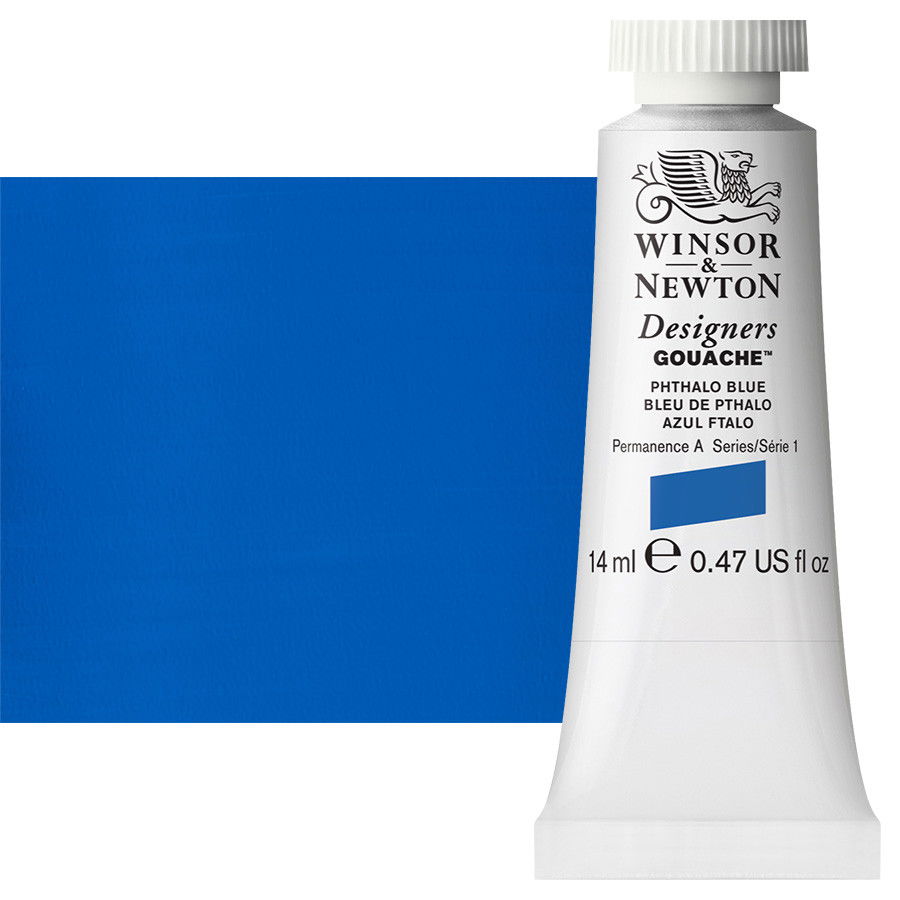 Winsor & Newton Designer Gouache Phthalo Blue 14mL Tube - (32993)