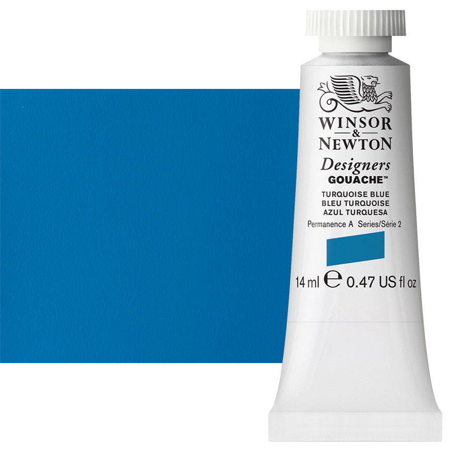 Winsor & Newton Designer Gouache Turquoise Blue 14mL Tube - (1724)