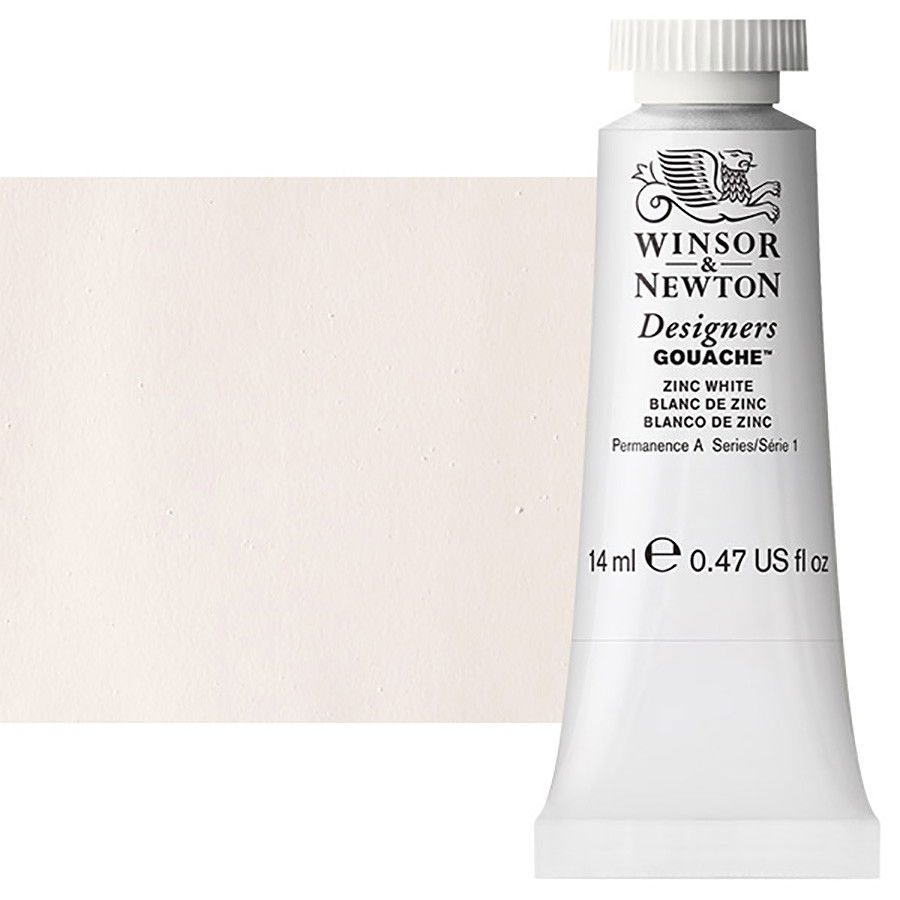 Winsor & Newton Designer Gouache Zinc White 14mL Tube - (1741)