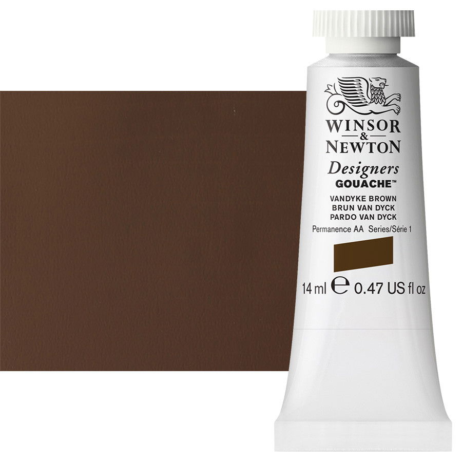 Winsor & Newton Designer Gouache Van Dyke Brown 14mL Tube - (1728)