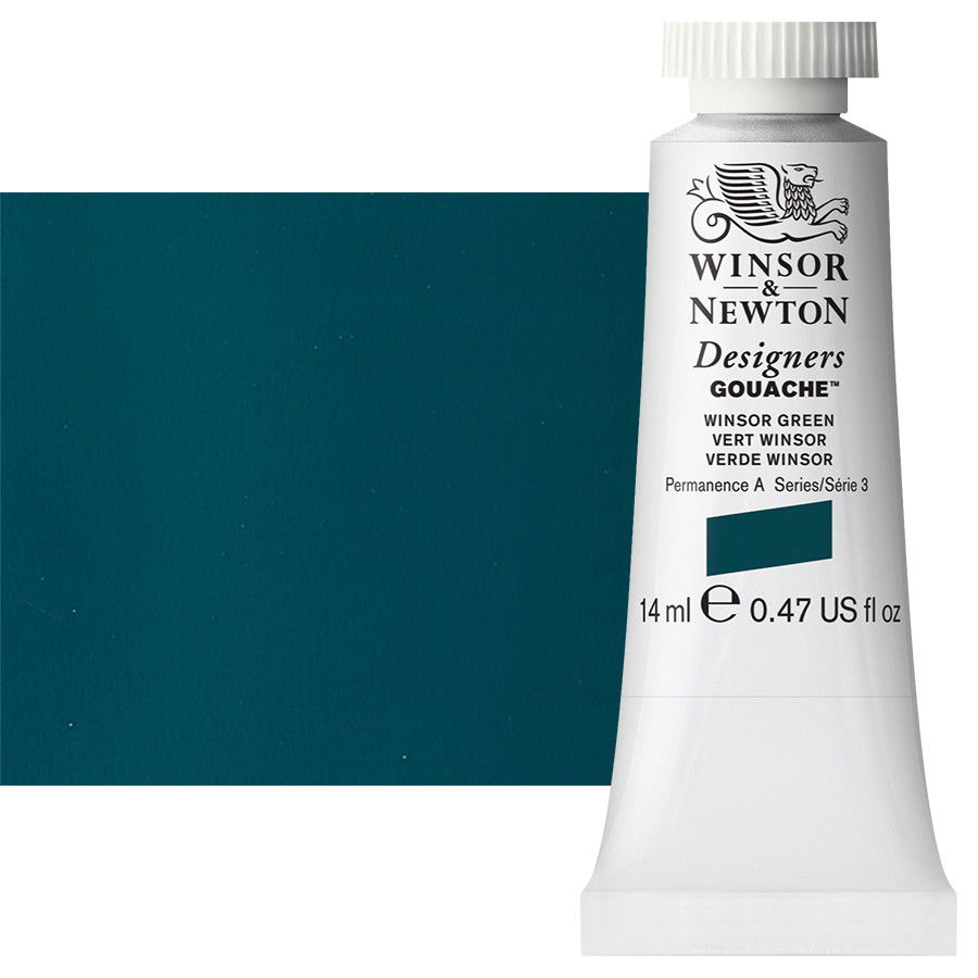 Winsor & Newton Designer Gouache Winsor Green 14mL Tube - (1738)