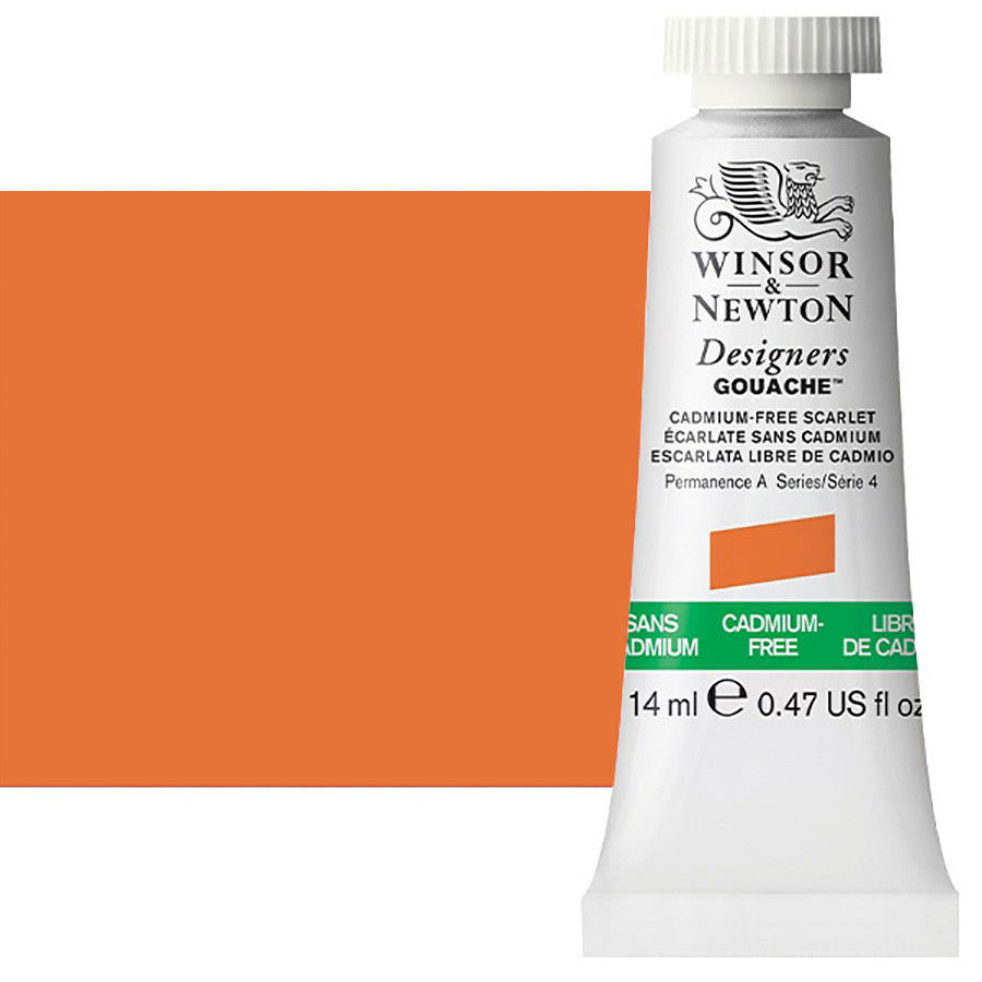 Winsor & Newton Designer Gouache 14mL Cadmium-Free Scarlet - (200030793)