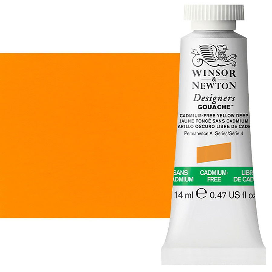 Winsor & Newton Designer Gouache 14mL Cadmium-Free Yellow Deep - (200030795)