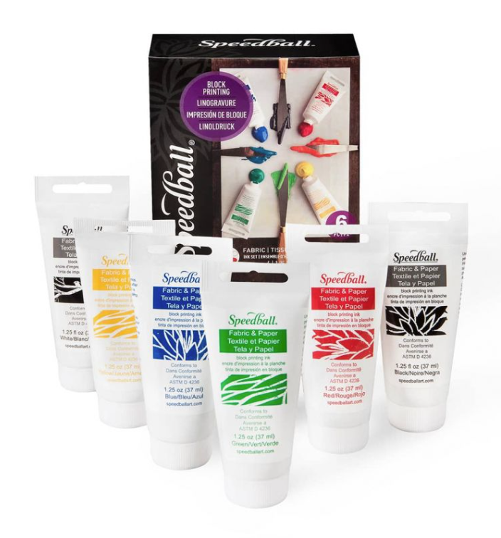 Speedball Fabric & Paper Block Printing Ink 37 ml Colors 6 Set