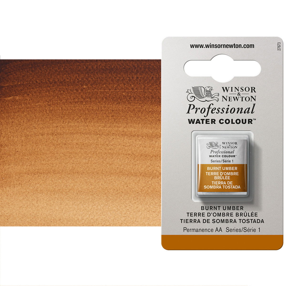 Winsor Newton Professional Watercolor Burnt Umber 1/2-Pan - (33755)