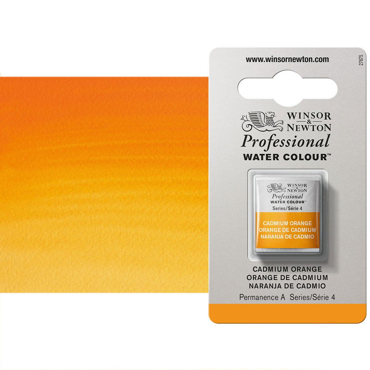 Winsor Newton Professional Watercolor Cadmium Orange 1/2-Pan - (49345)