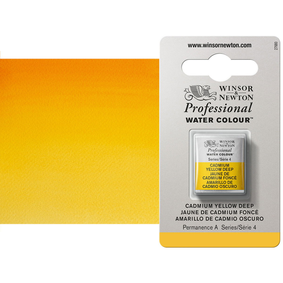 Winsor Newton Professional Watercolor Cadmium Yellow Deep 1/2-Pan - (49348)