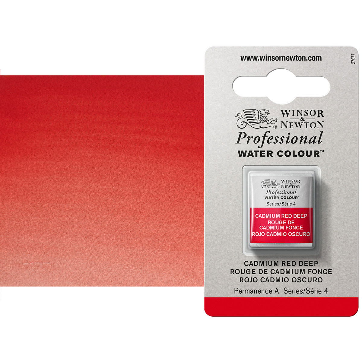 Winsor Newton Professional Watercolor Cadmium Red Deep 1/2-Pan - (49346)