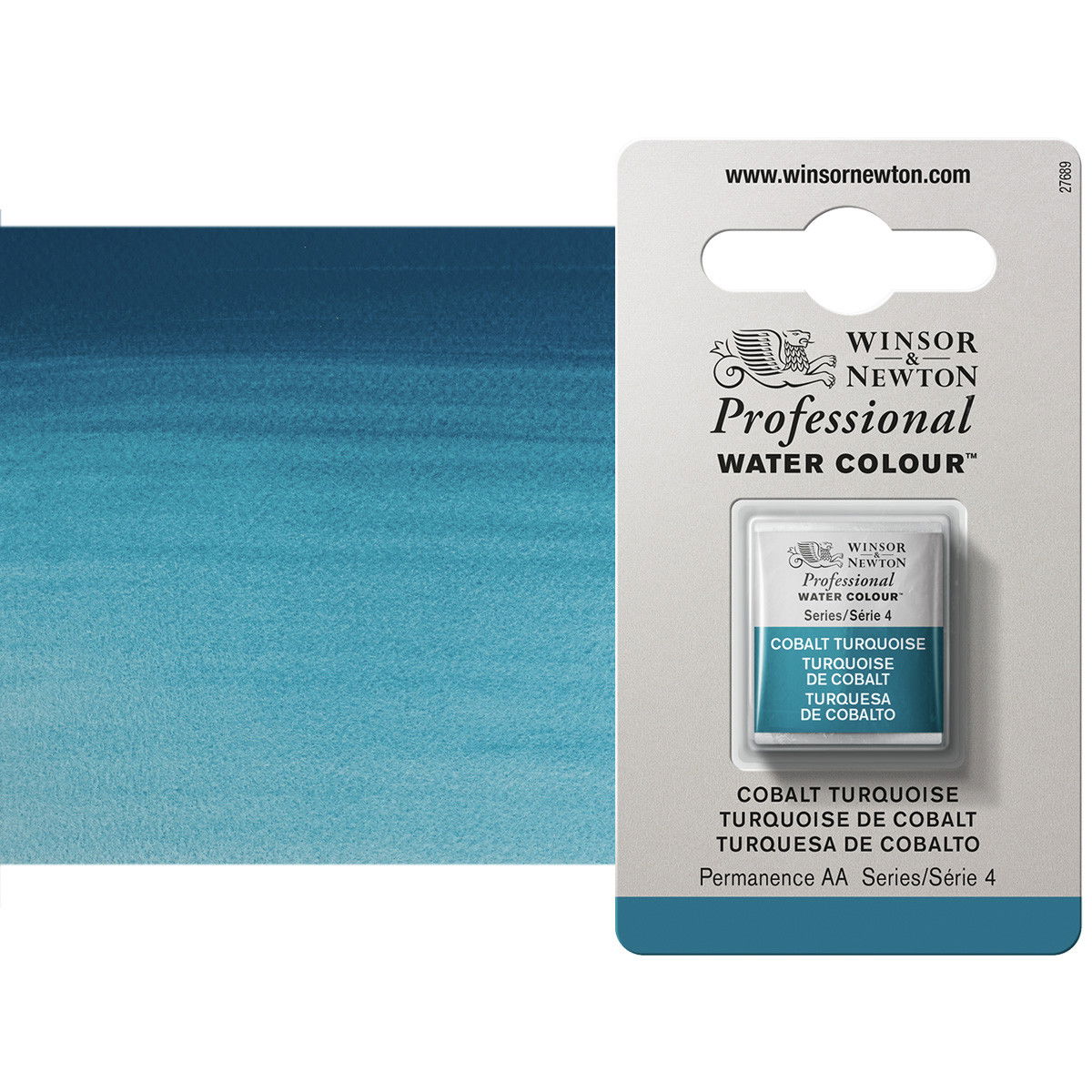 Winsor Newton Professional Watercolor Cobalt Turquoise 1/2-Pan - (49355)