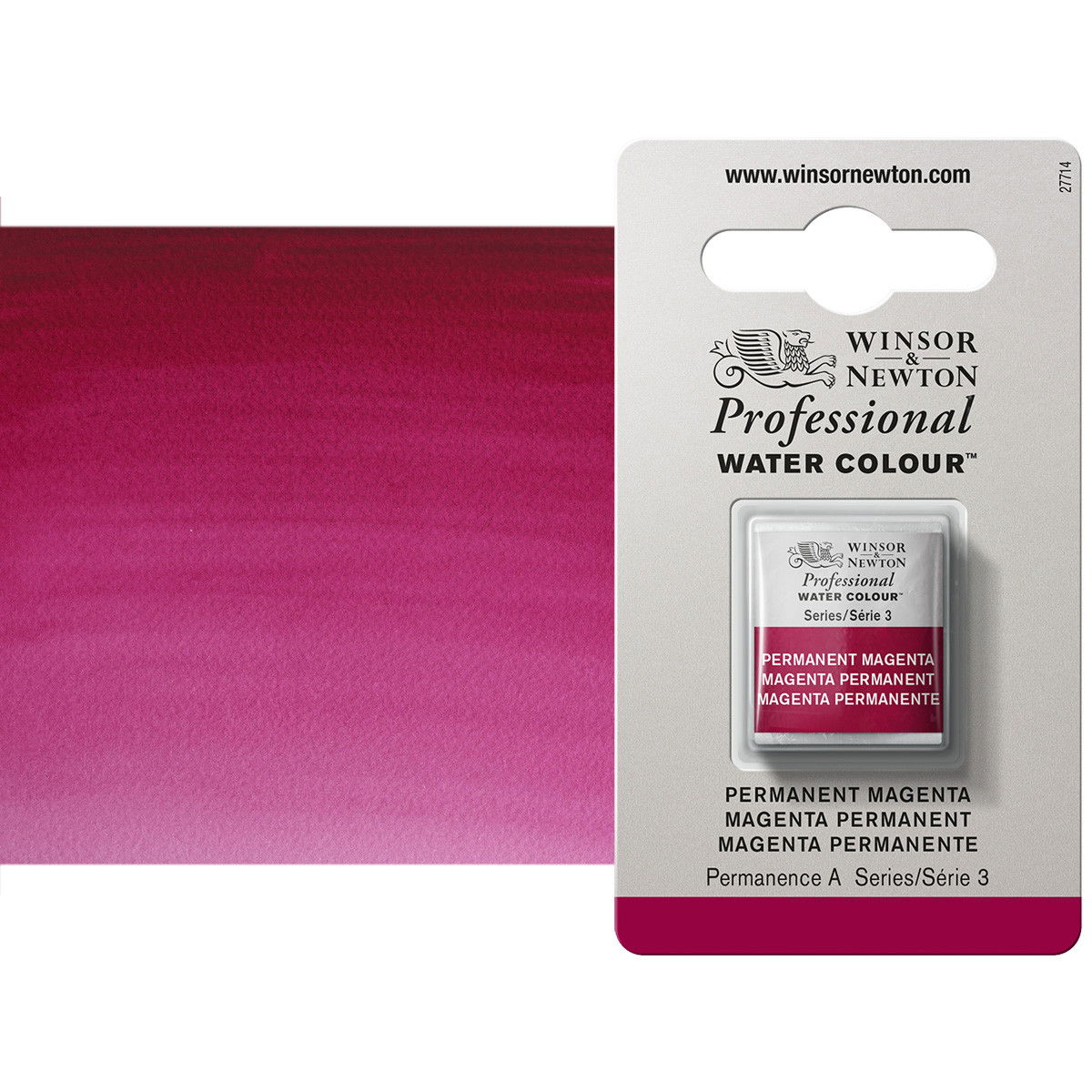 Winsor Newton Professional Watercolor Permanent Magenta 1/2-Pan - (49375)