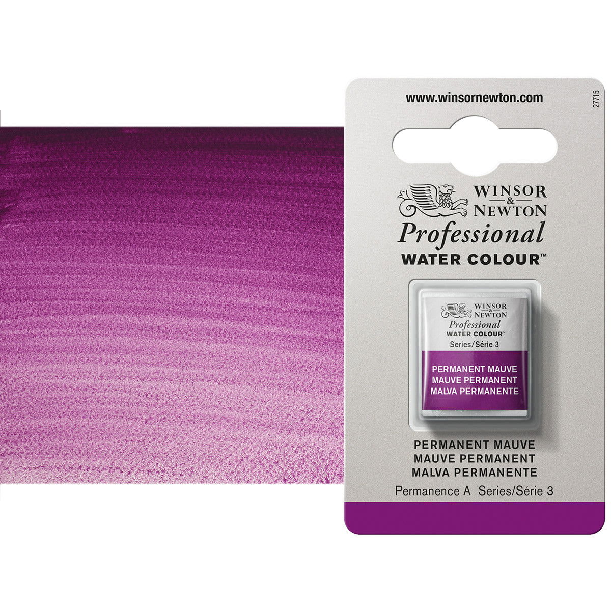 Winsor Newton Professional Watercolor Permanent Mauve 1/2-Pan - (69078)