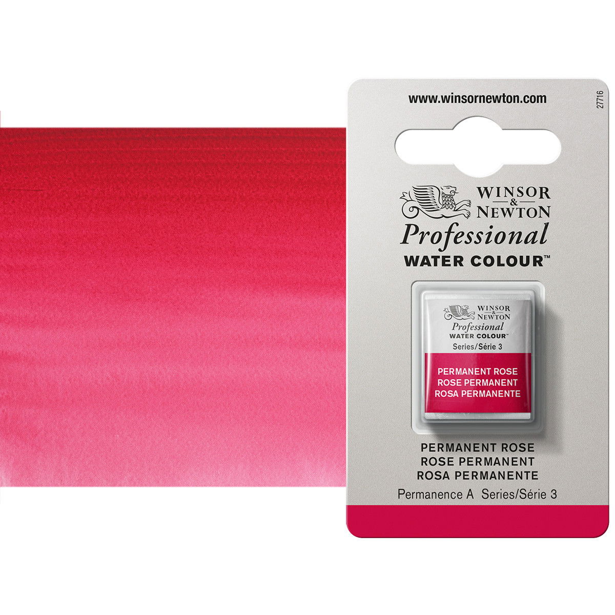 Winsor Newton Professional Watercolor Permanent Rose 1/2-Pan - (33801)