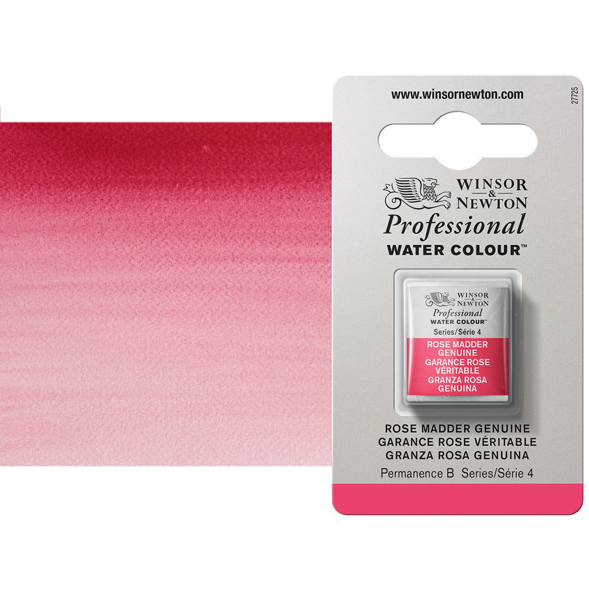 Winsor Newton Professional Watercolor Rose Madder Genuine 1/2-Pan - (49383)