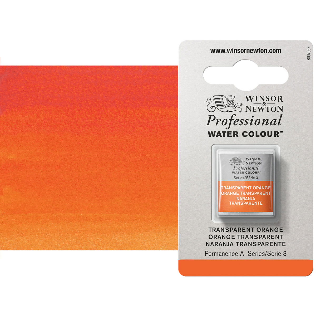 Winsor Newton Professional Watercolor Transparent Orange 1/2-Pan - (200030789)