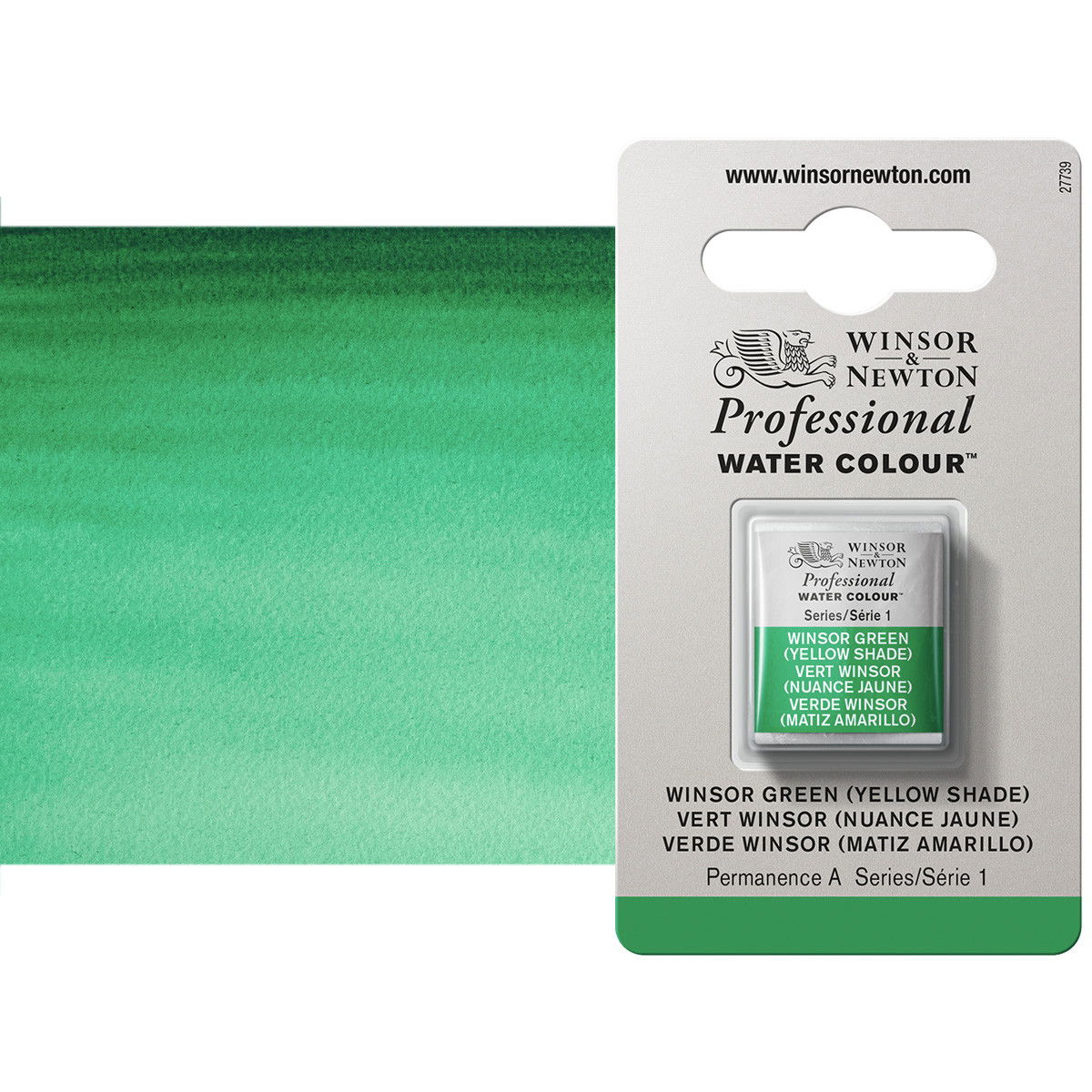 Winsor Newton Professional Watercolor Winsor Green (Yellow Shade) 1/2-Pan - (49394)
