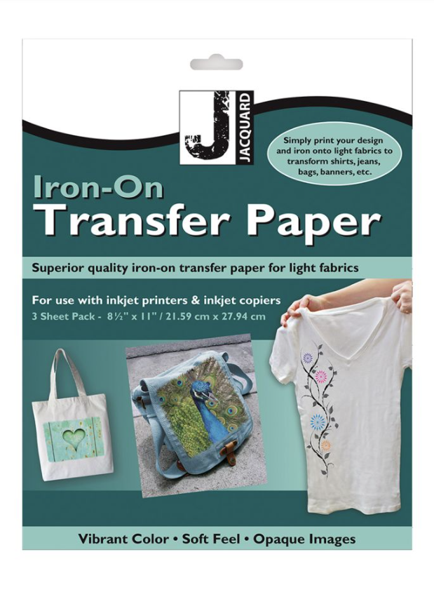 Jacquard Iron-On Transfer Paper for Light Fabrics 8.5X11 Pack of 3