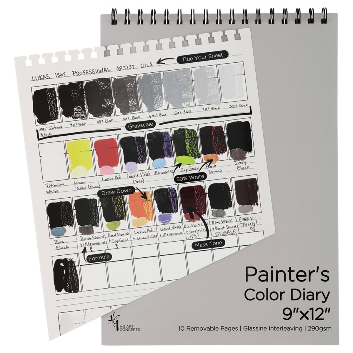 HG Art Concepts Painter's Color Diary for Oil and Acrylic 9"x12" Pad - (90541)