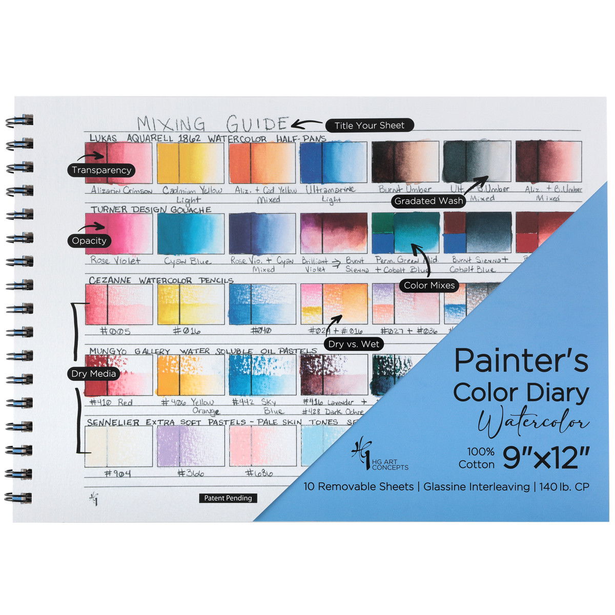 HG Art Concepts Painter's Color Diary for Watercolor 9x12 in. Pad - (91443)