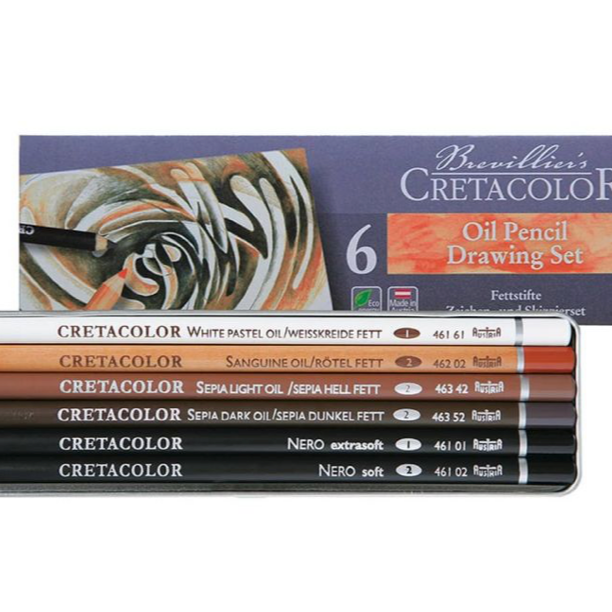 Cretacolor Oil Pencils Tin Box Set of 6 Cretacolor Oil Pencils Tin Box Set of 6