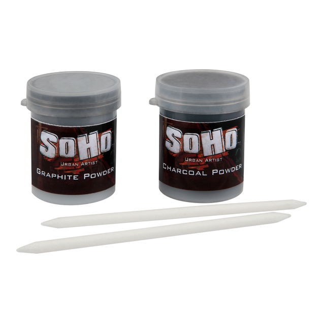 SoHo Urban Artist Drawing Powder 40ml Set of 2 (Graphite & Charcoal) with Blending Stomps SoHo Urban Artist Drawing Powder 40ml Set of 2 (Graphite & Charcoal) with Blending Stomps