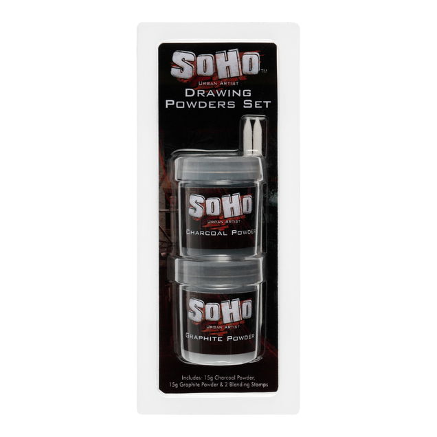 SoHo Urban Artist Drawing Powder 40ml Set of 2 (Graphite & Charcoal) with Blending Stomps SoHo Urban Artist Drawing Powder 40ml Set of 2 (Graphite & Charcoal) with Blending Stomps