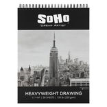SoHo Heavy Drawing Paper 135 lb. Hard Cover Double-Wire Spiral Pad 11"x14" - (91744) SoHo Heavy Drawing Paper 135 lb. Hard Cover Double-Wire Spiral Pad 11"x14" - (91744)