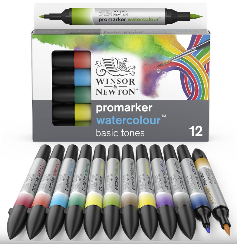 Winsor & Newton ProMarker Watercolor 12 Set Basic Tones
