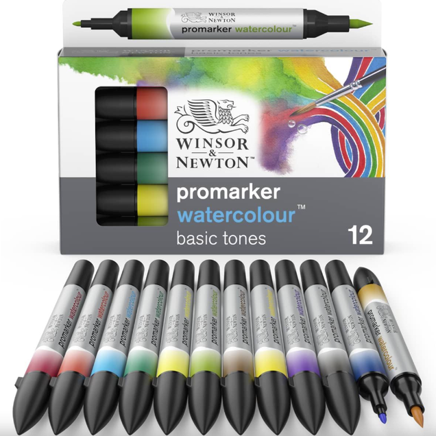Winsor & Newton ProMarker Watercolor 12 Set Basic Tones Winsor & Newton ProMarker Watercolor 12 Set Basic Tones