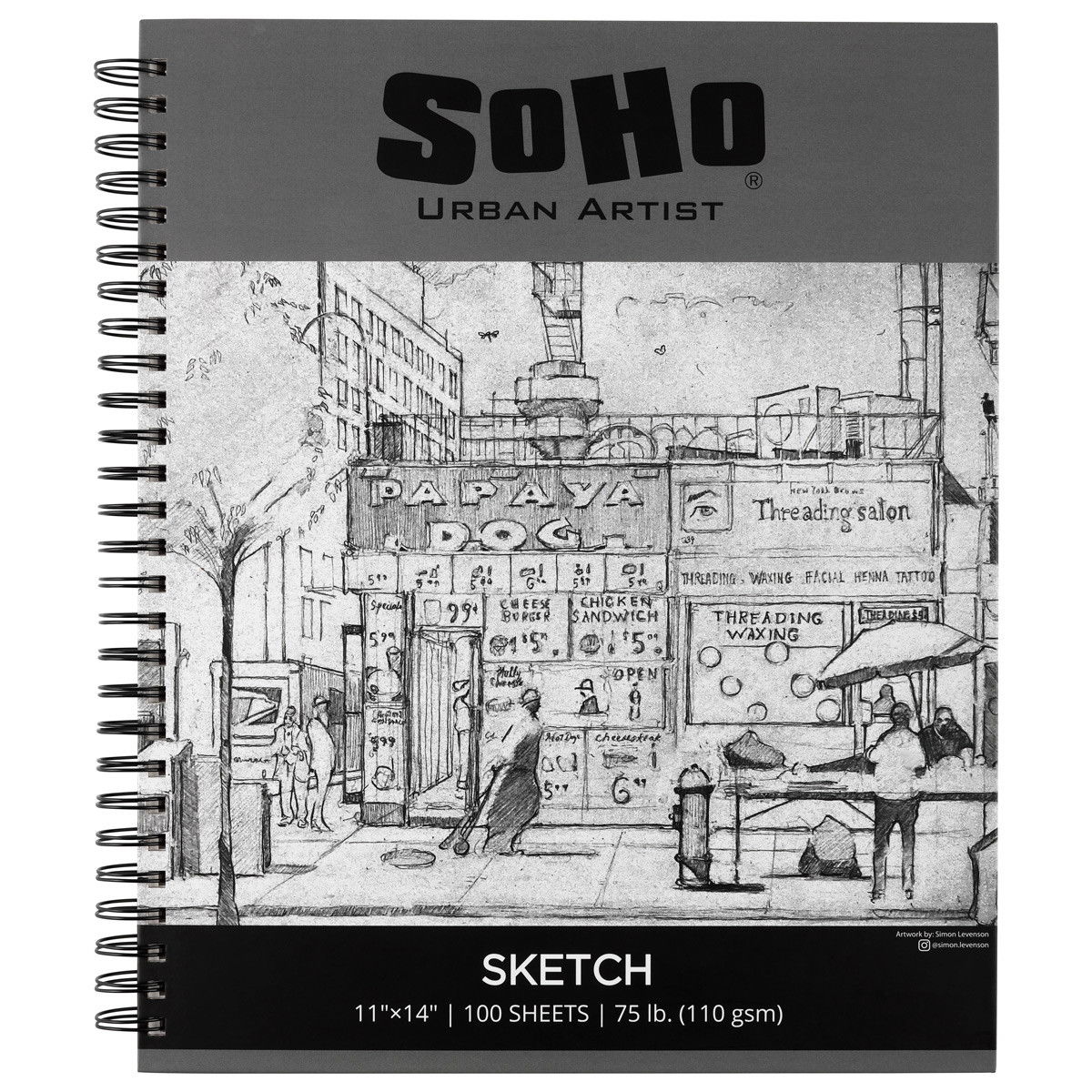 SoHo Spiral Bound Sketch Paper Pad 110 gsm 11x14 in. (100 Sheets) - (90535)