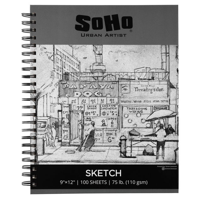 SoHo Spiral Bound Sketch Paper Pad 110 gsm 9"x12" (100 Sheets) - (90534) SoHo Spiral Bound Sketch Paper Pad 110 gsm 9"x12" (100 Sheets) - (90534)