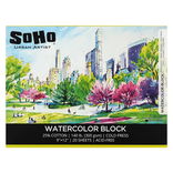 SoHo Watercolor Paper Block 140 lb. Cold Press 9"x12" 20 Sheet - (91901)