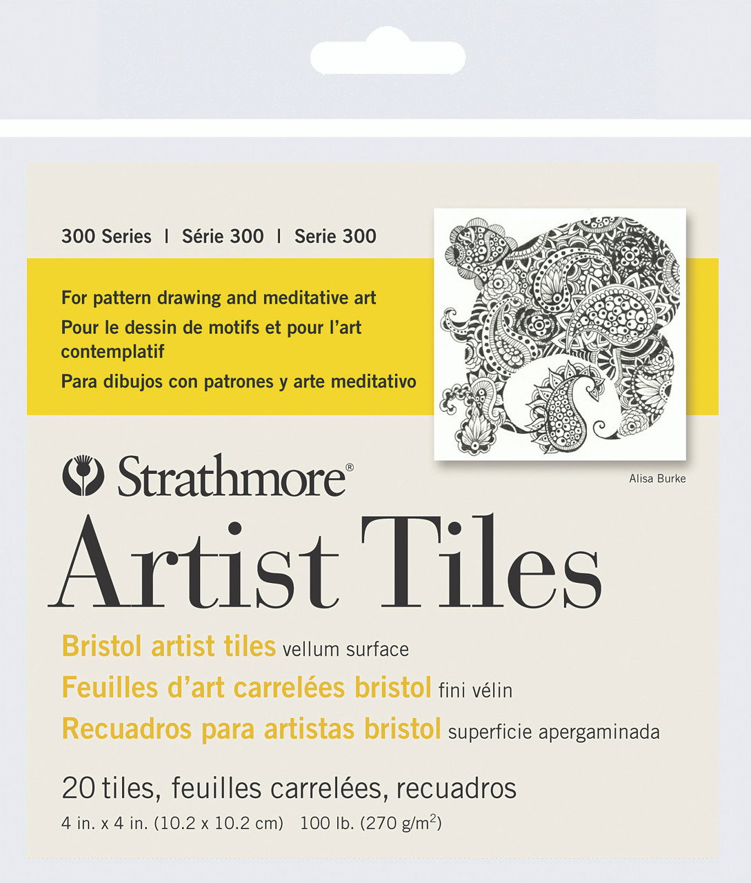 Strathmore 300 Series Artist Tiles Bristol Vellum 4"x4" Pack of 20 - (200015168)