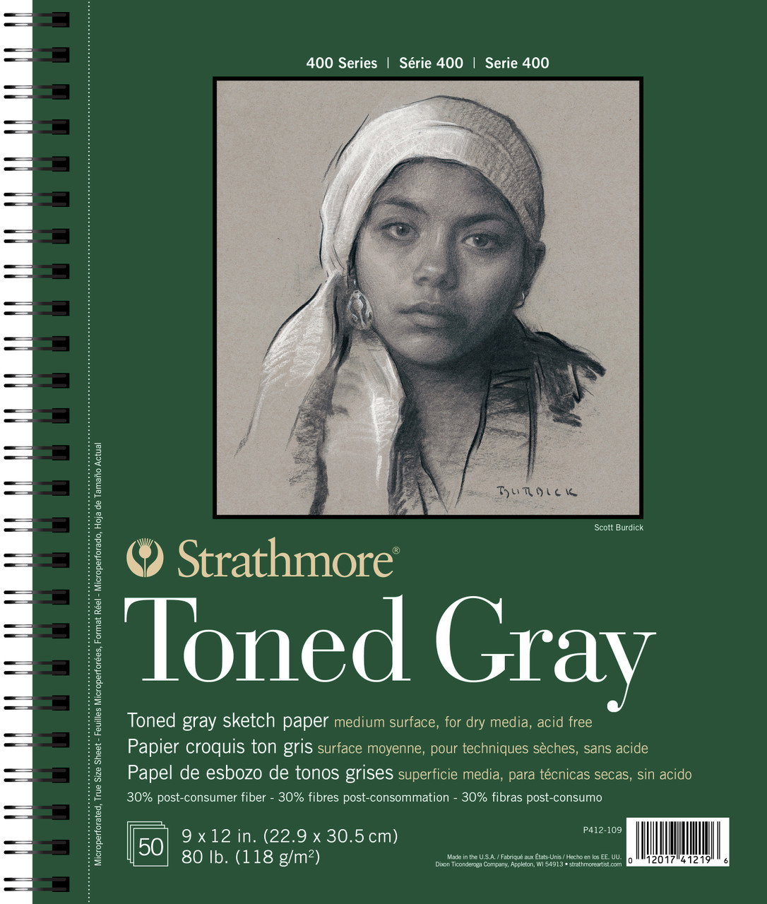 Strathmore 400 Series Recycled Toned Sketch Pad 9x12 Grey - (200011181)