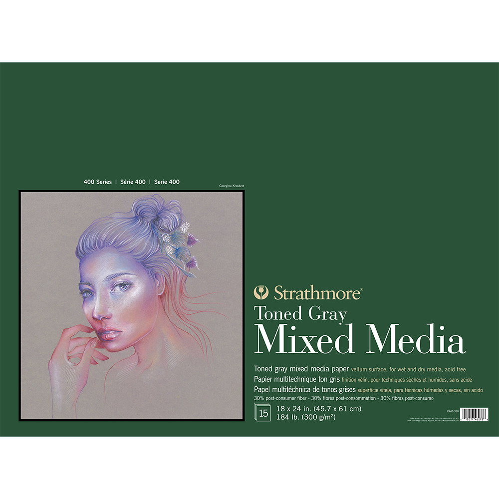 Strathmore 400 Series Toned Mixed Media Pad 18"x24" Gray - (200026927)