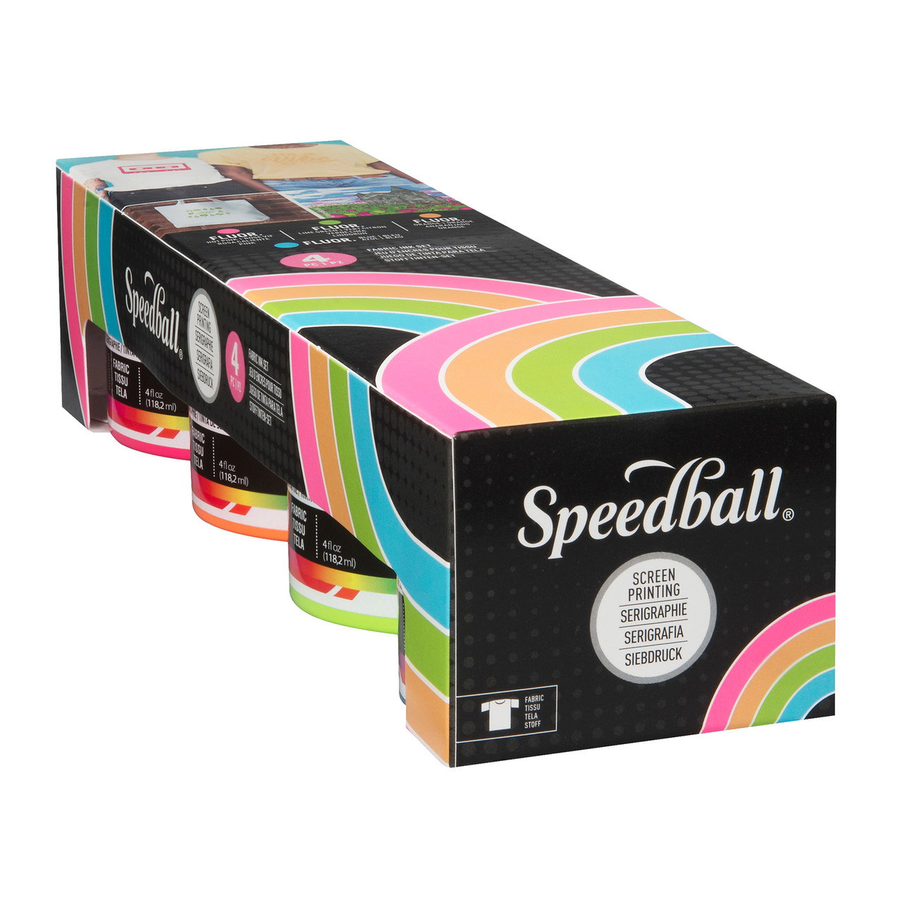Speedball Fabric Screen Printing Set of (4) 4oz. Fluorescent Colors