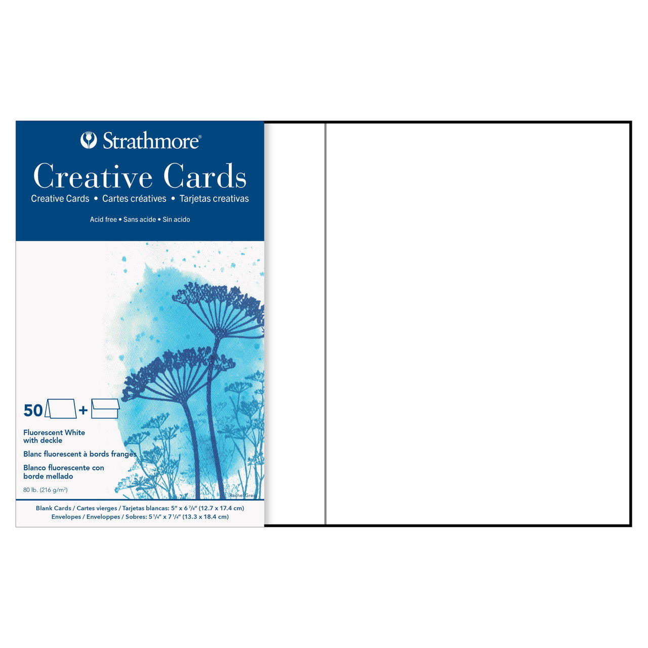 Strathmore Cards 5x6.875in. Fluorescent White Deckle Pack of 50 - (51588)