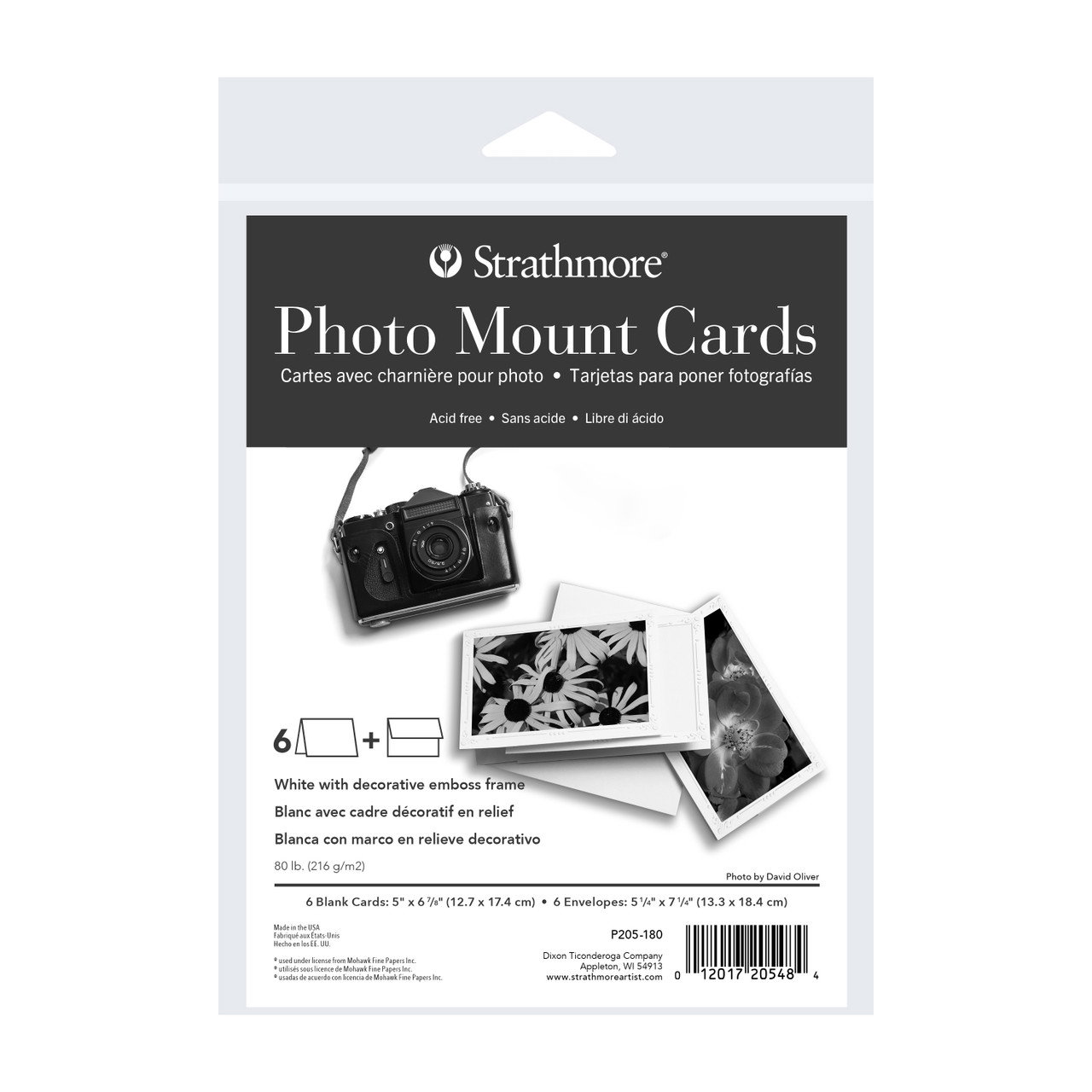 Strathmore Cards 5x6.875in. Photo Mount White Decor Emboss Pack of 6 - (200042012)