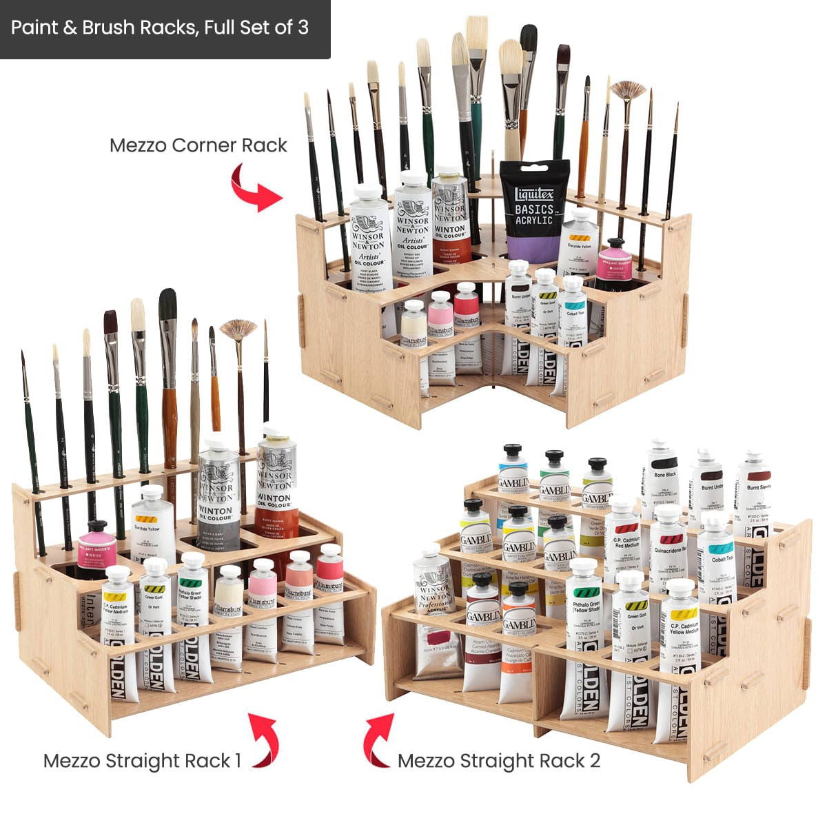 Mezzo Artist Paint and Brush Set of 3 Racks - (90348)