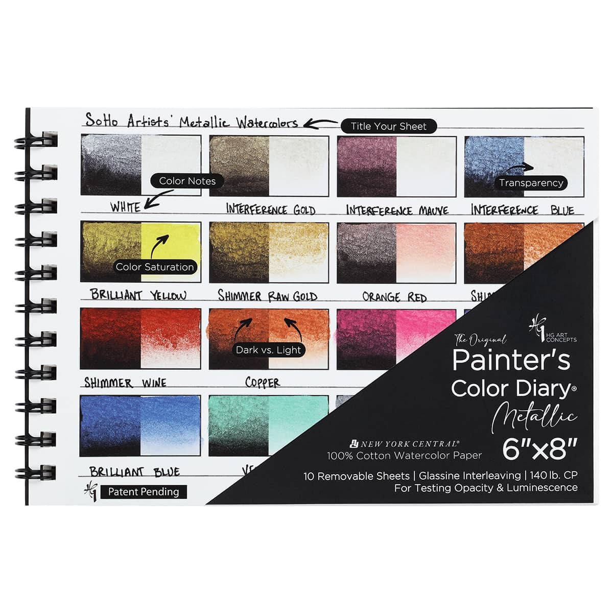 HGC Metallic Watercolor Painters Color Diary 140 lb. Cold Press 6"x8" - (92650)